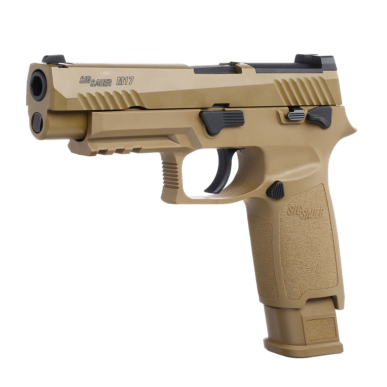 Versandrcklufer VFC Sig Sauer ProForce P320-M17 m. Metallschlitten CO2 BlowBack 6mm BB Coyote Tan