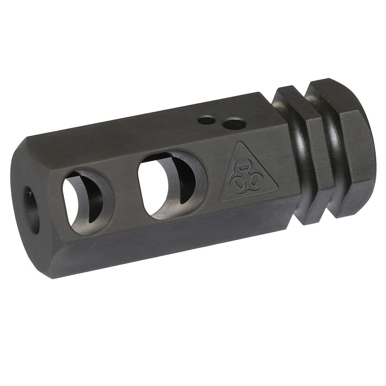 King Arms Black Rain Ordnance Compensator Hex-Edition Stahl schwarz 14mm-