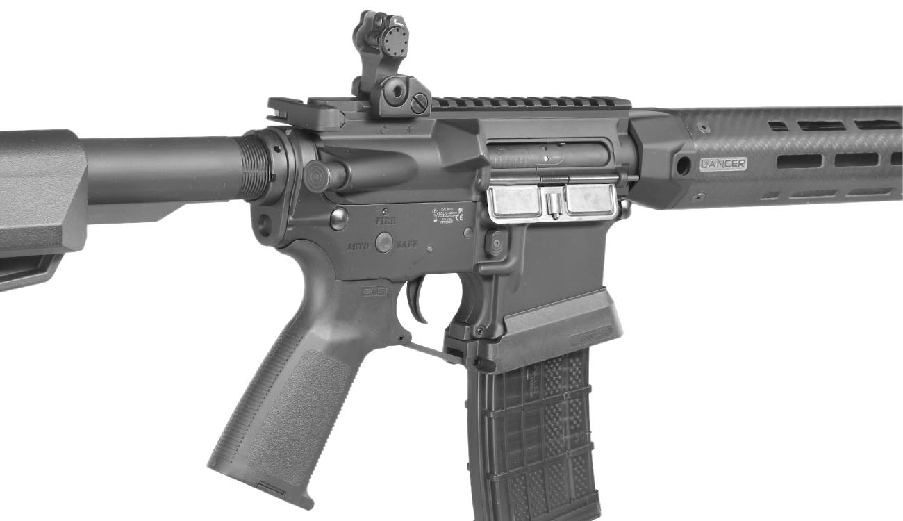 King Arms / EMG Lancer Systems L15 Defense 15 Zoll Vollmetall S-AEG 6mm BB schwarz - Real Carbon Version Bild 8