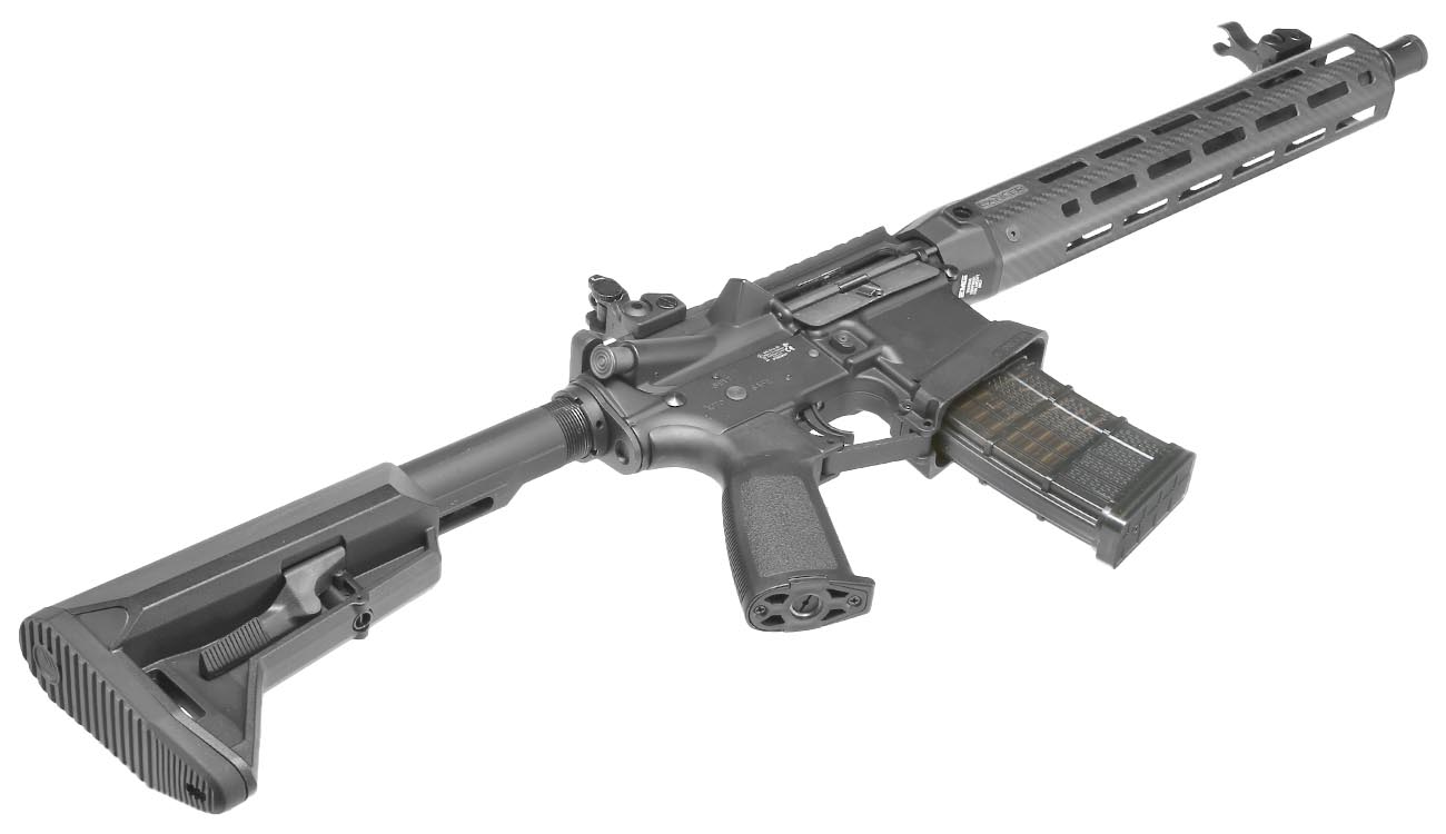 King Arms / EMG Lancer Systems L15 Defense 12 Zoll Vollmetall S-AEG 6mm BB schwarz - Real Carbon Version Bild 5