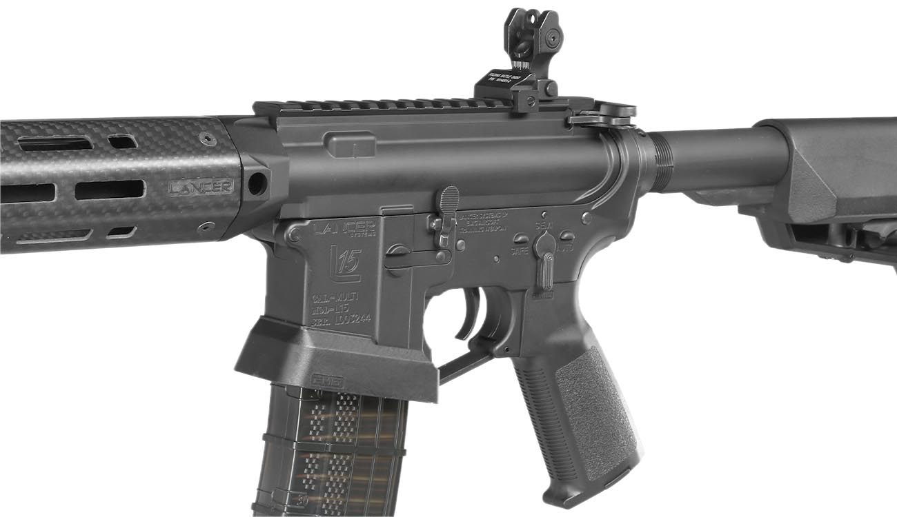 King Arms / EMG Lancer Systems L15 Defense 12 Zoll Vollmetall S-AEG 6mm BB schwarz - Real Carbon Version Bild 7