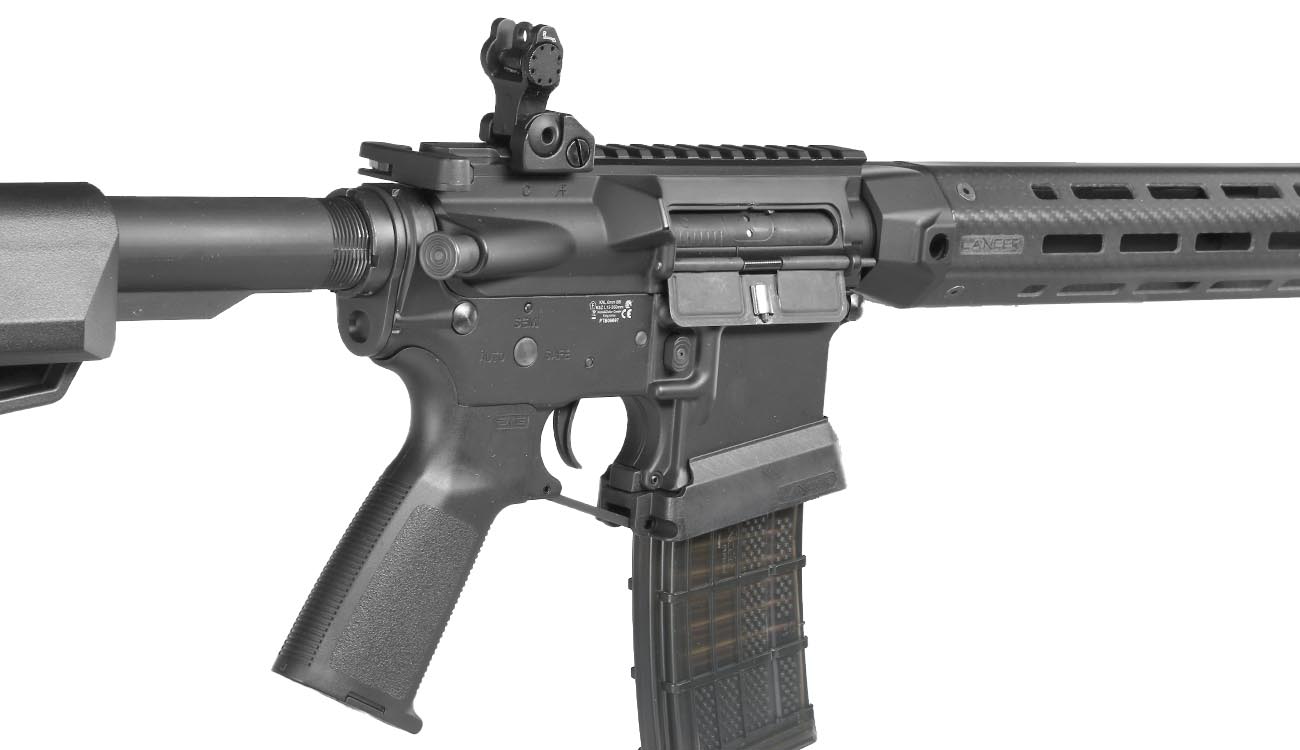 King Arms / EMG Lancer Systems L15 Defense 12 Zoll Vollmetall S-AEG 6mm BB schwarz - Real Carbon Version Bild 8