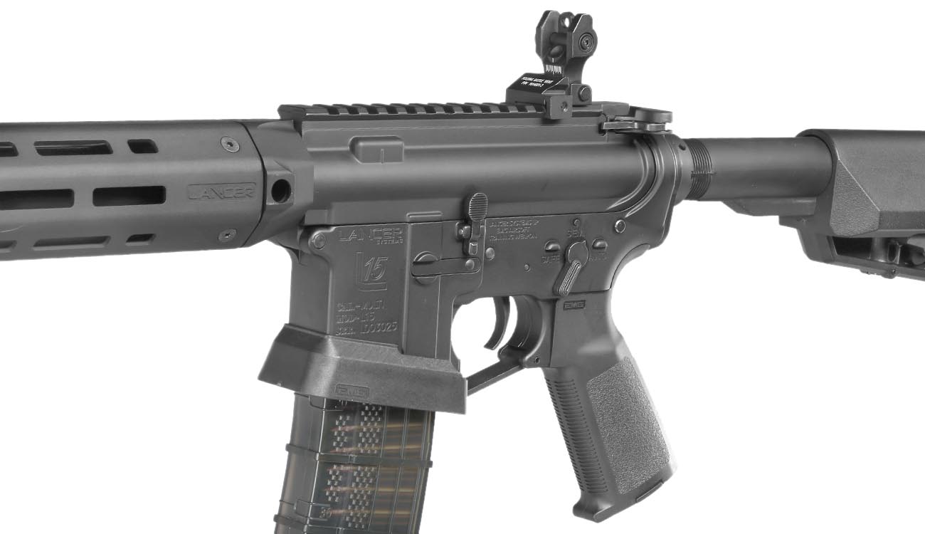 King Arms / EMG Lancer Systems L15 Defense 12 Zoll Vollmetall S-AEG 6mm BB schwarz - Aluminium Version Bild 7