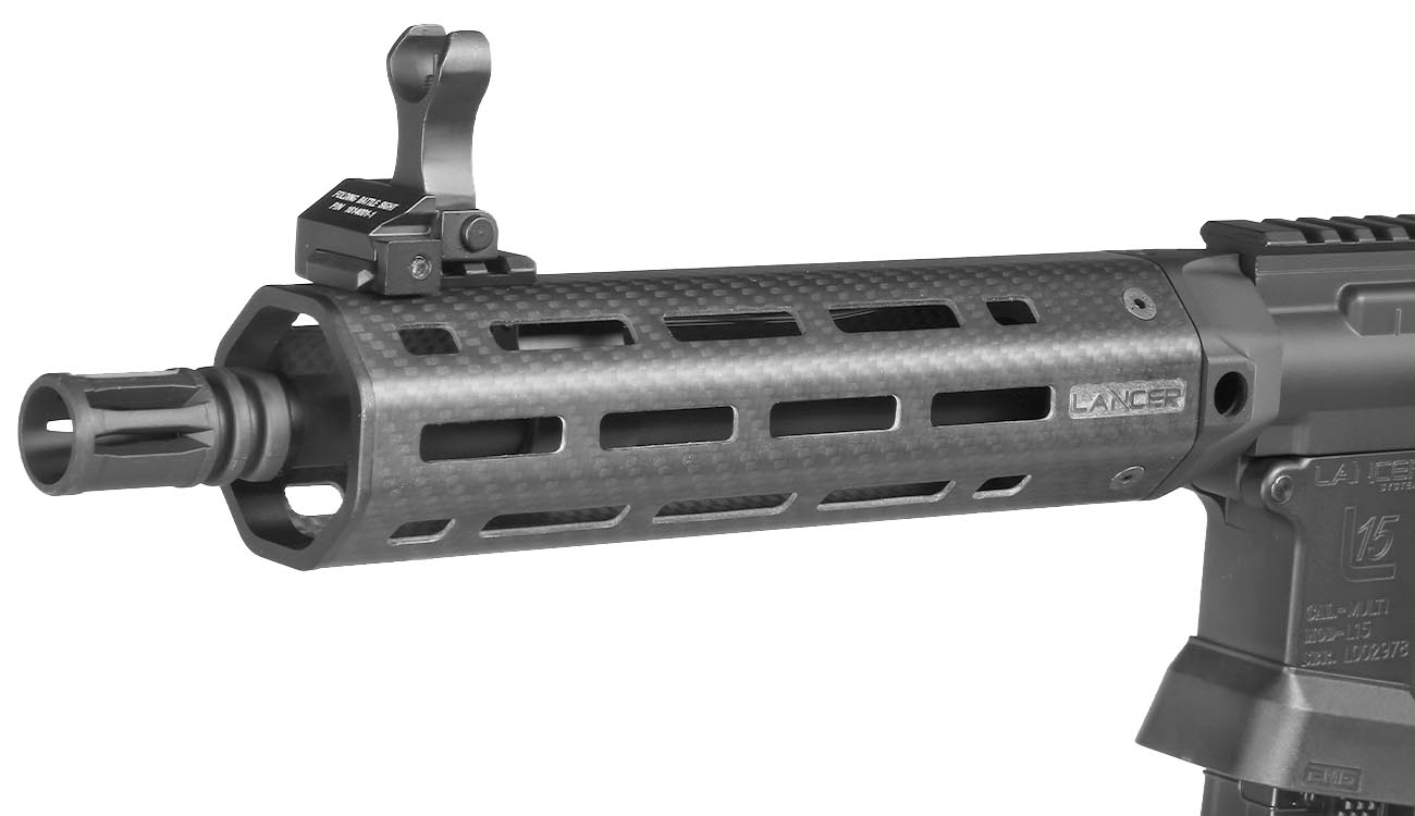 King Arms / EMG Lancer Systems L15 Defense 8 Zoll Vollmetall S-AEG 6mm BB schwarz - Real Carbon Version Bild 6