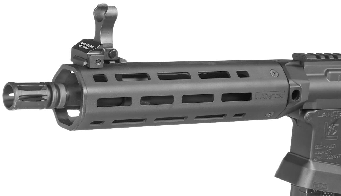 King Arms / EMG Lancer Systems L15 Defense 8 Zoll Vollmetall S-AEG 6mm BB schwarz - Aluminium Version Bild 6