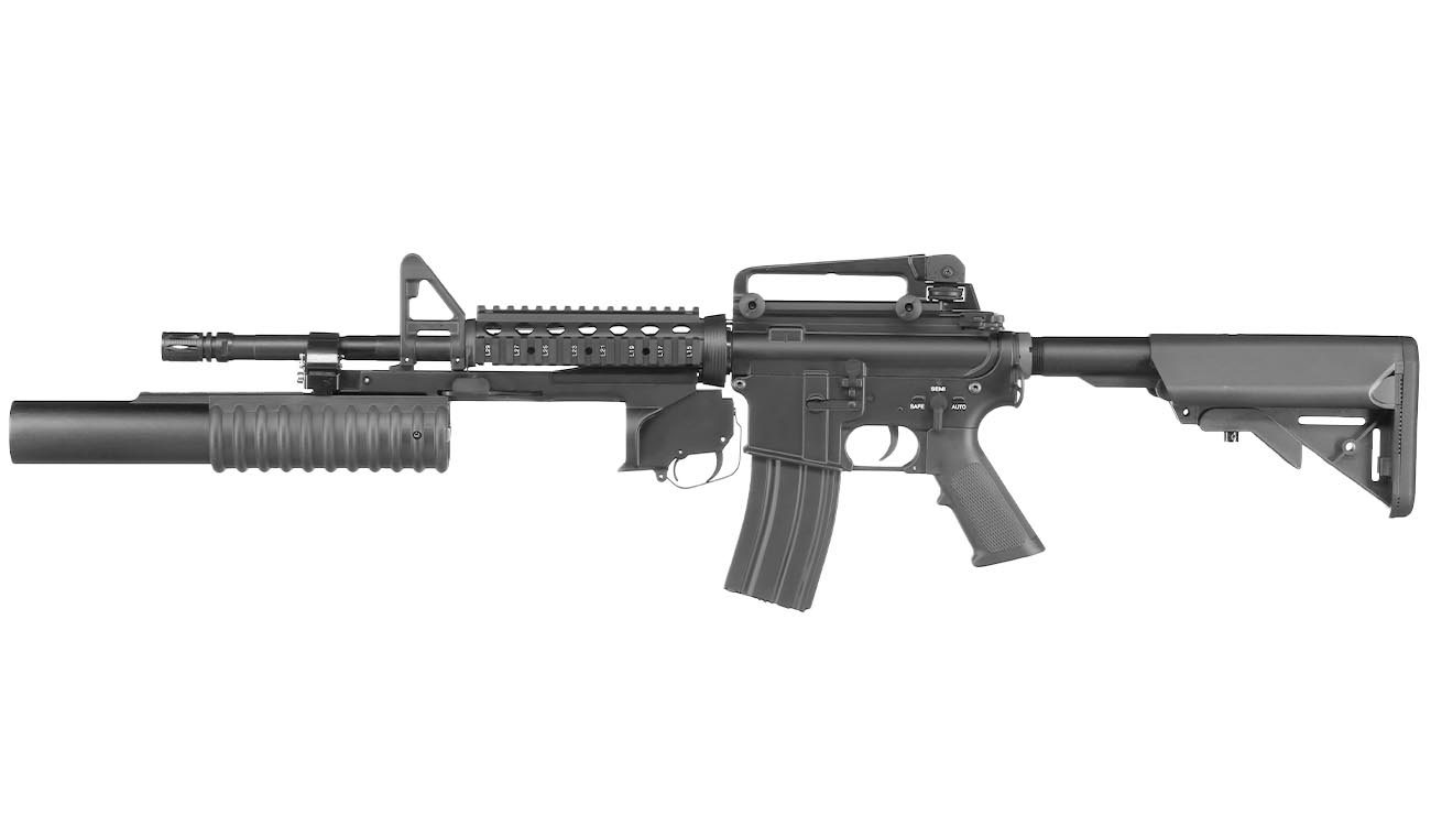 E&C M4 RIS Carbine inkl. M203 Grenade Launcher Vollmetall QD-1.5 Gearbox S-AEG 6mm BB schwarz Bild 2