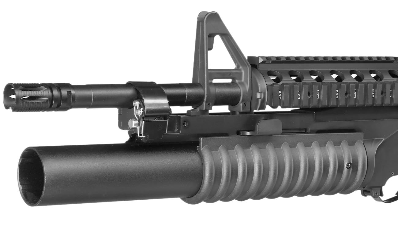 E&C M4 RIS Carbine inkl. M203 Grenade Launcher Vollmetall QD-1.5 Gearbox S-AEG 6mm BB schwarz Bild 7