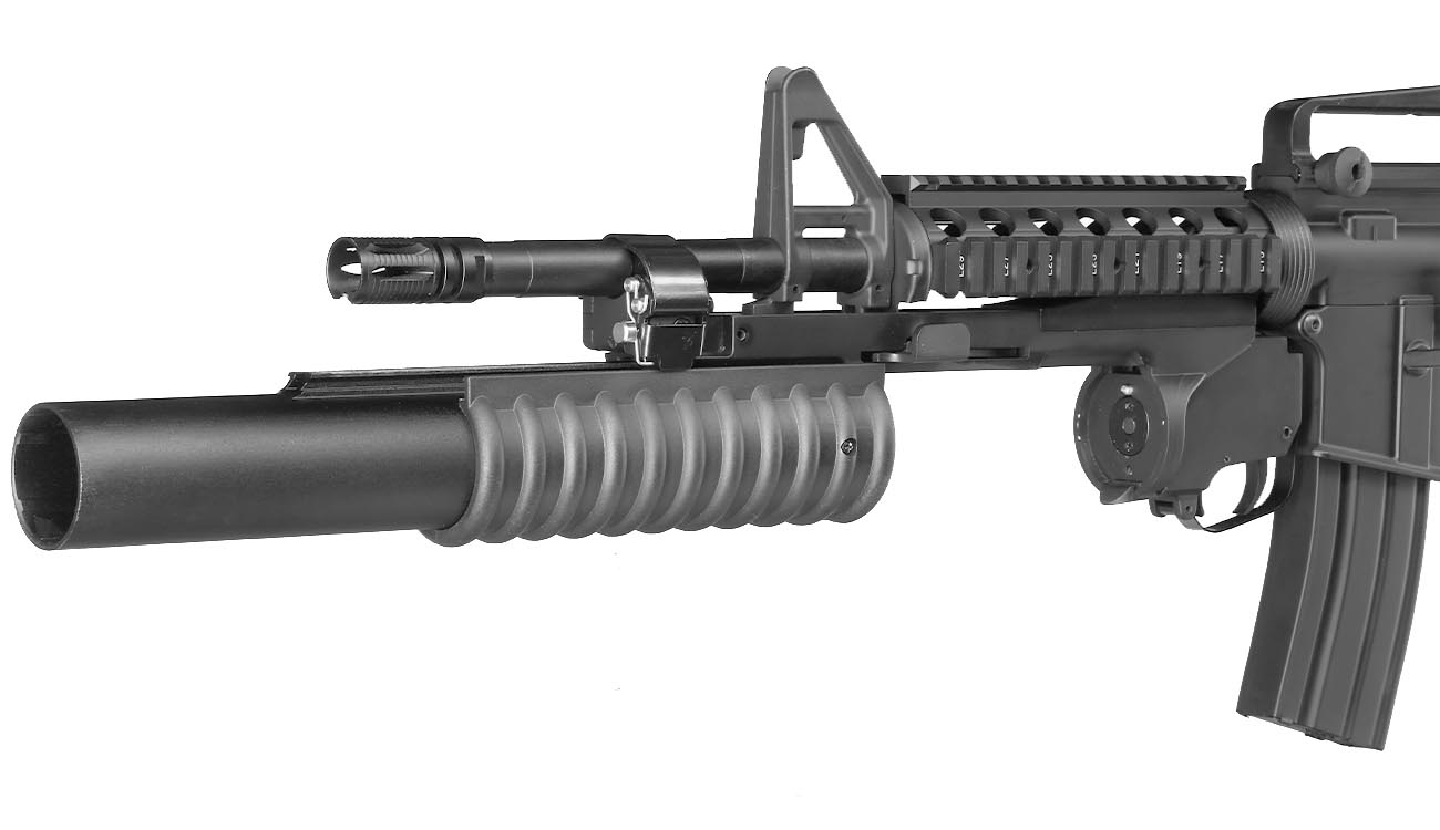 E&C M4 RIS Carbine inkl. M203 Grenade Launcher Vollmetall QD-1.5 Gearbox S-AEG 6mm BB schwarz Bild 8
