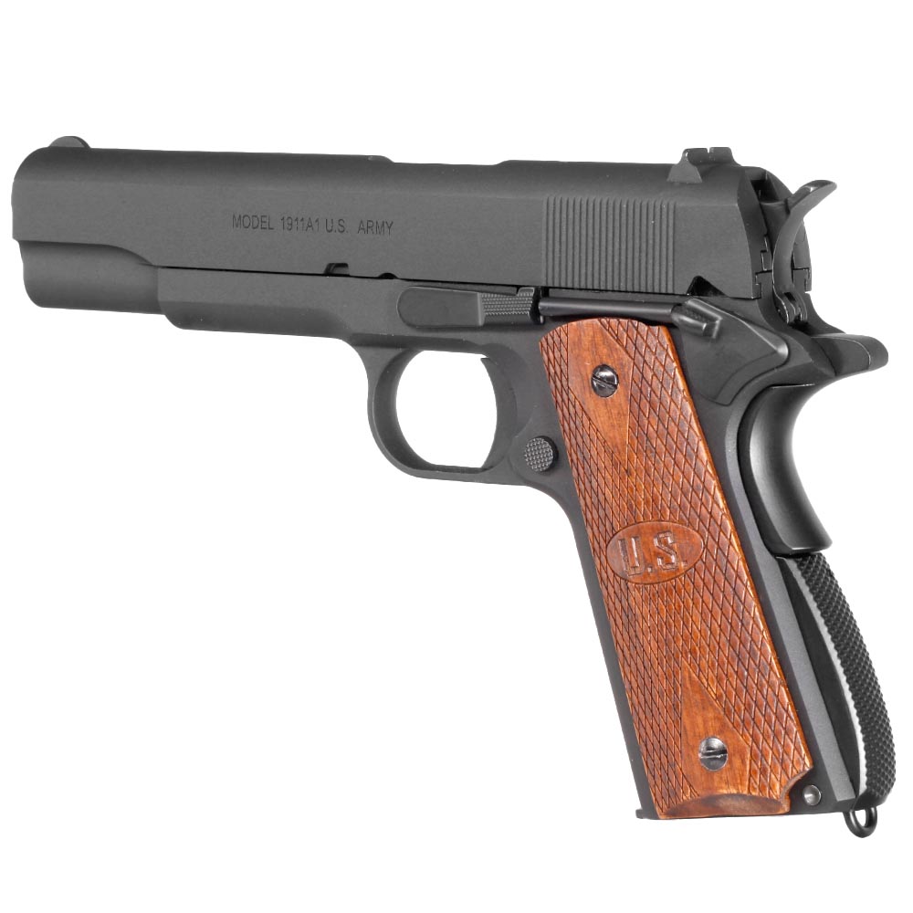 Cybergun / AWC Auto-Ordnance 1911 Vollmetall GBB 6mm BB matt schwarz - Echtholzgriffschalen Bild 8