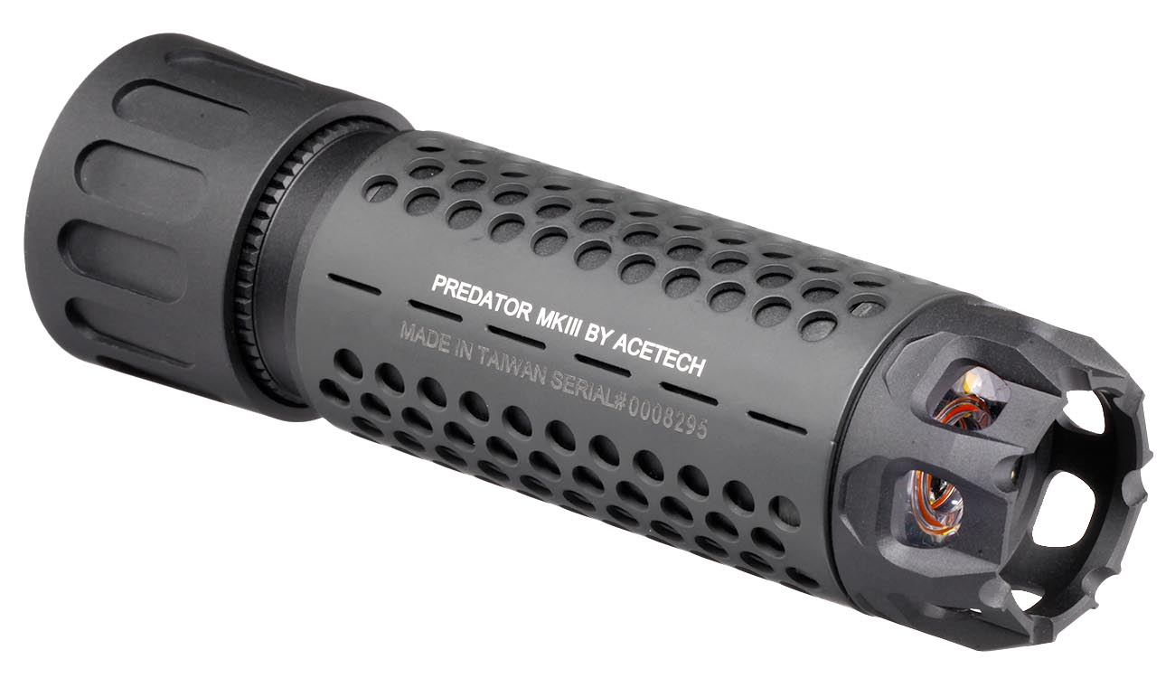 Acetech Predator MKIII Suppressor mit Blaster MS Flame Effect Flasher Unit inkl. Akku + Flash-Hider 14mm- schwarz Bild 1