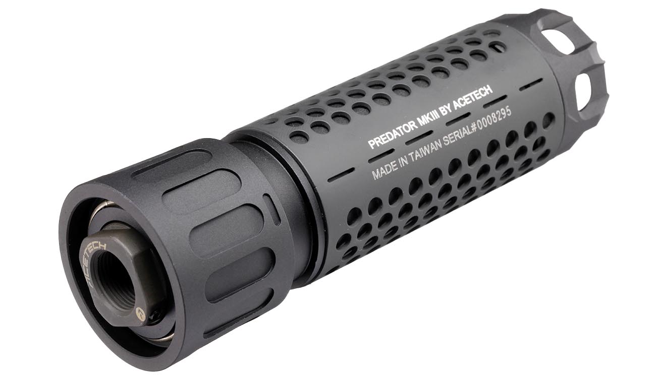 Acetech Predator MKIII Suppressor mit Blaster MS Flame Effect Flasher Unit inkl. Akku + Flash-Hider 14mm- schwarz Bild 4