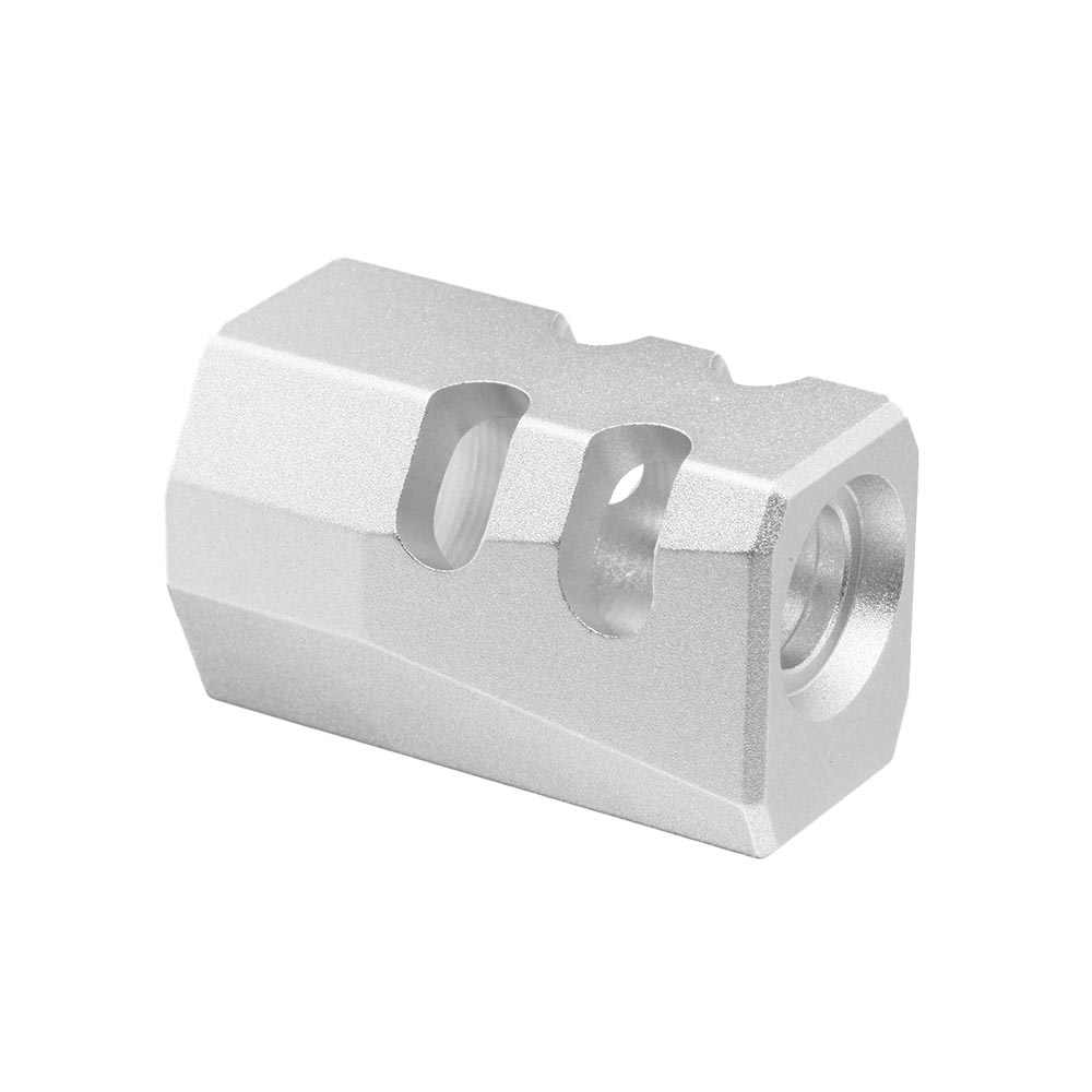 TTI Airsoft CNC Aluminium Compensator Type-B f. Pistolen mit 14mm- Auengewinde silber Bild 2