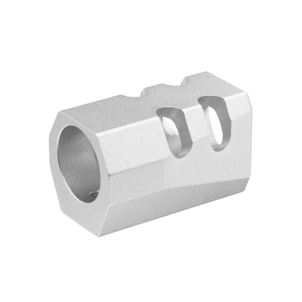 TTI Airsoft CNC Aluminium Compensator Type-B f. Pistolen mit 14mm- Auengewinde silber Bild 3