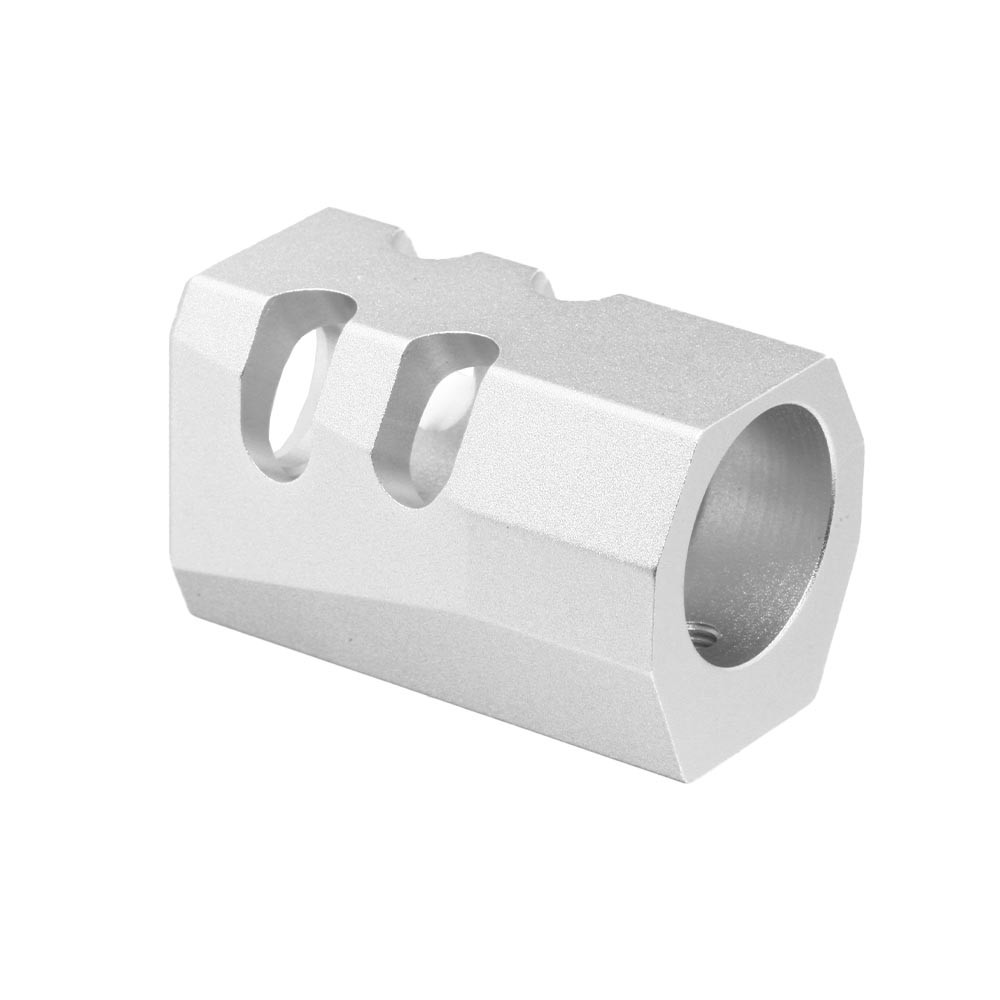 TTI Airsoft CNC Aluminium Compensator Type-B f. Pistolen mit 14mm- Auengewinde silber Bild 4