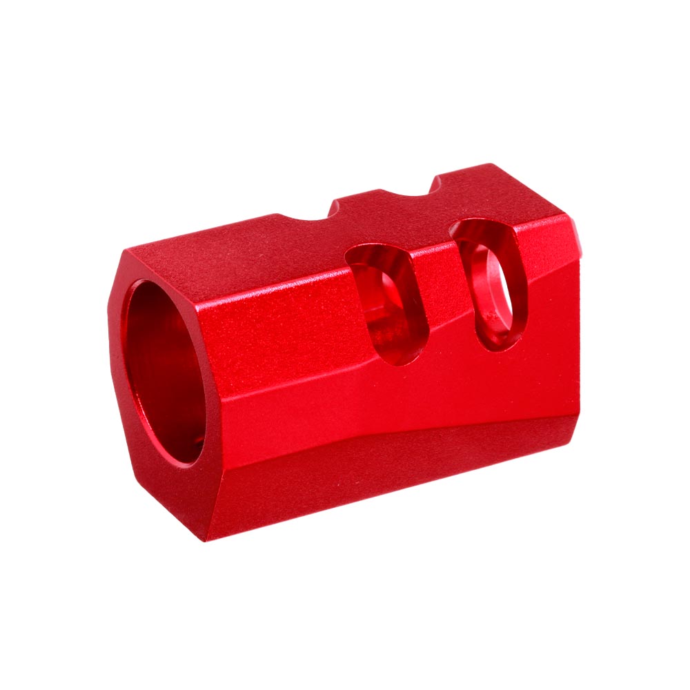 TTI Airsoft CNC Aluminium Compensator Type-B f. Pistolen mit 14mm- Auengewinde rot Bild 3