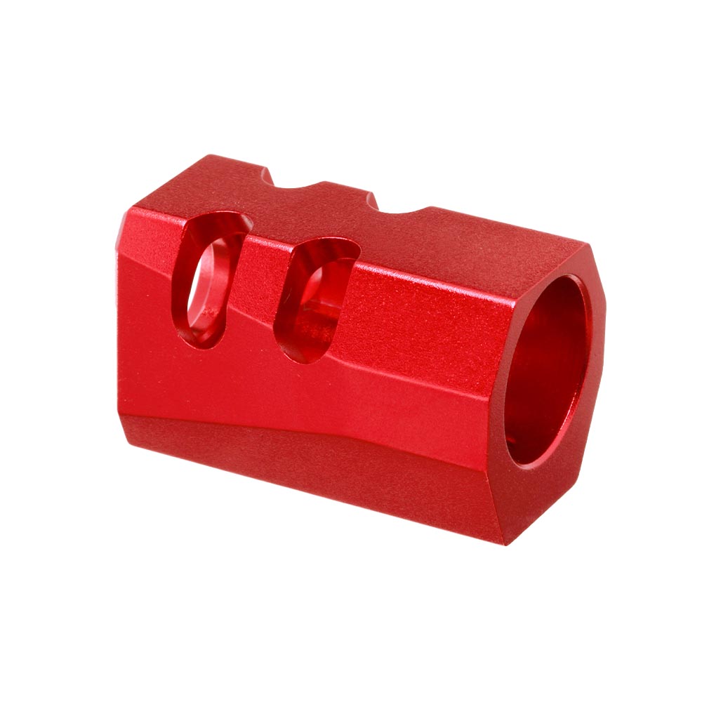 TTI Airsoft CNC Aluminium Compensator Type-B f. Pistolen mit 14mm- Auengewinde rot Bild 4