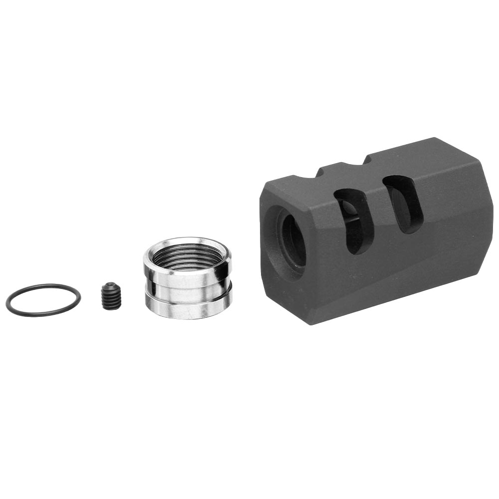 TTI Airsoft CNC Aluminium Compensator Type-B f. Pistolen mit 14mm- Auengewinde schwarz