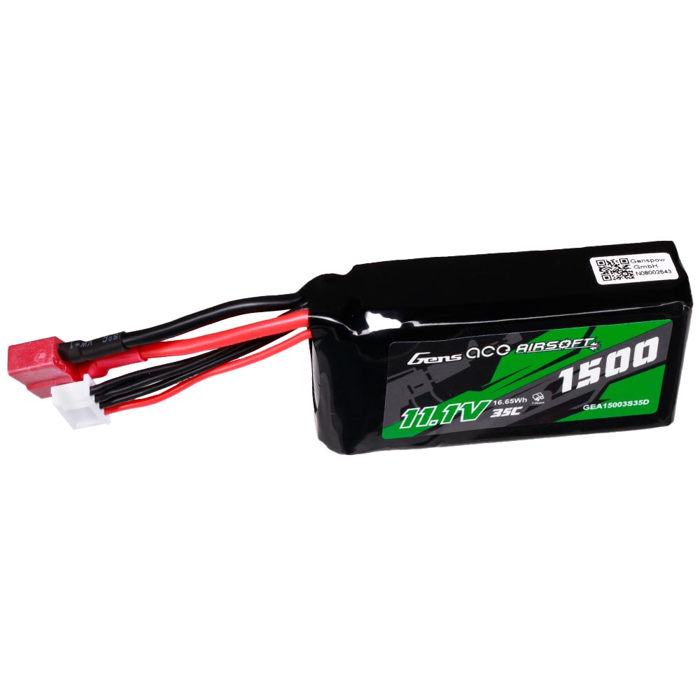 Gens Ace Airsoft LiPo Akku 11,1V 1500mAh 35C / 70C AN/PEQ Large-Type m. T-Stecker Anschluss Bild 1