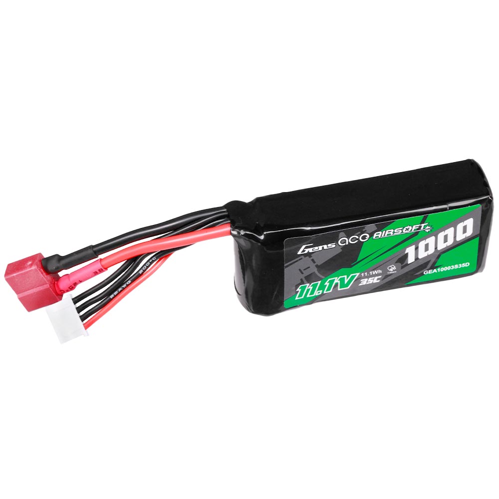 Gens Ace Airsoft LiPo Akku 11,1V 1000mAh 35C / 70C AN/PEQ Large-Type m. T-Stecker Anschluss Bild 1