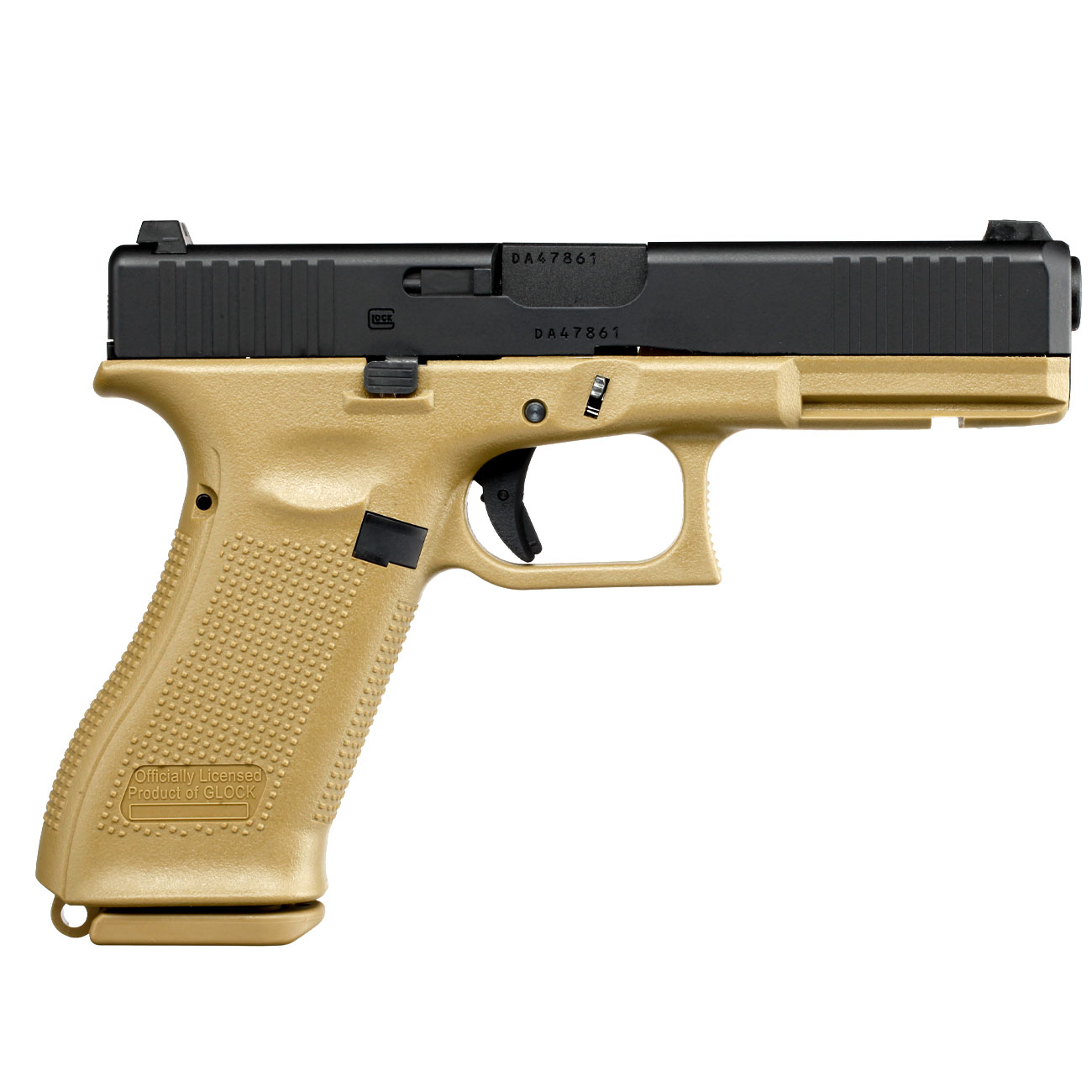 Glock 17 Gen. 5 Airsoftpistole mit Metallschlitten GBB 6mm BB schwarz / coyote French Army Edition Bild 3
