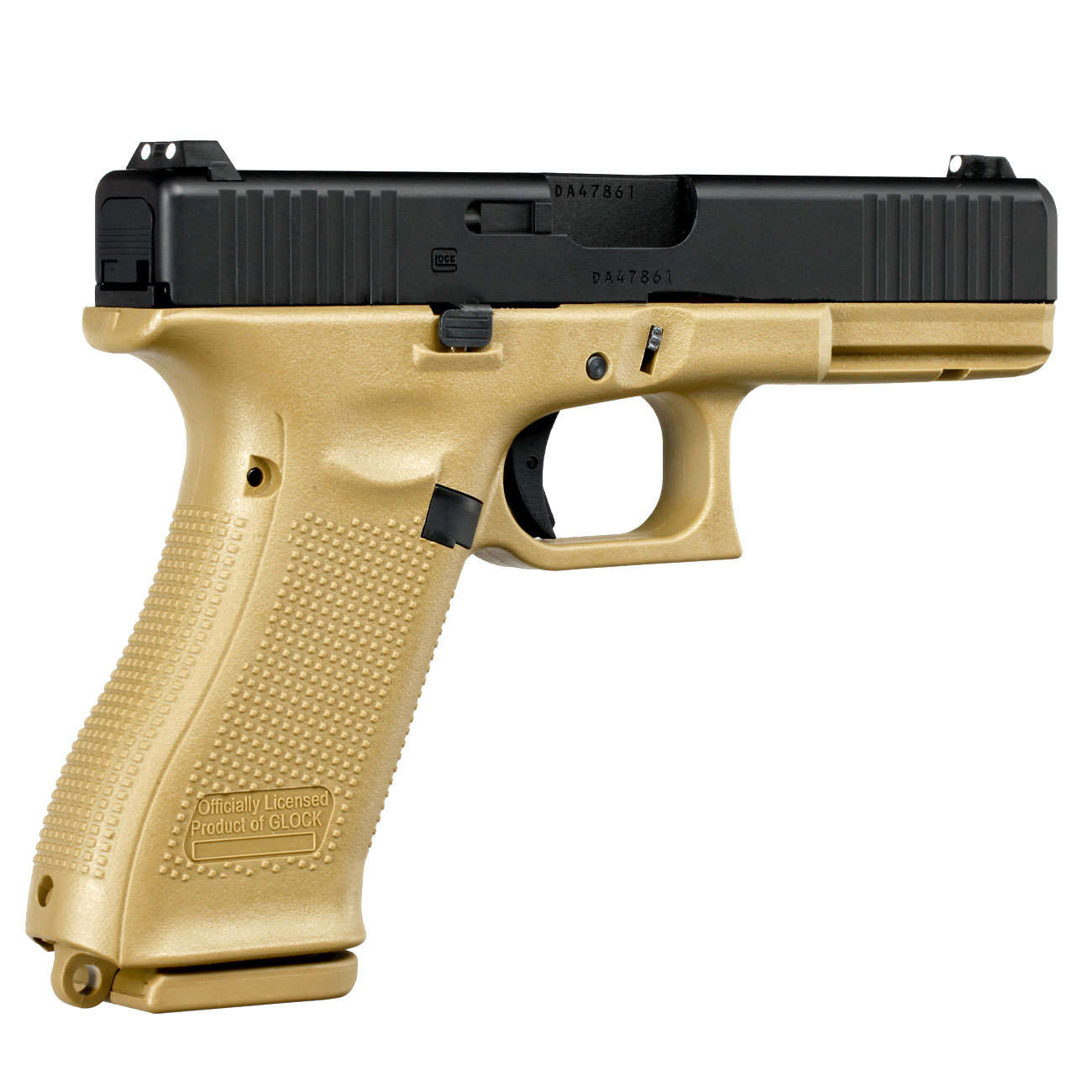 Glock 17 Gen. 5 Airsoftpistole mit Metallschlitten GBB 6mm BB schwarz / coyote French Army Edition Bild 4