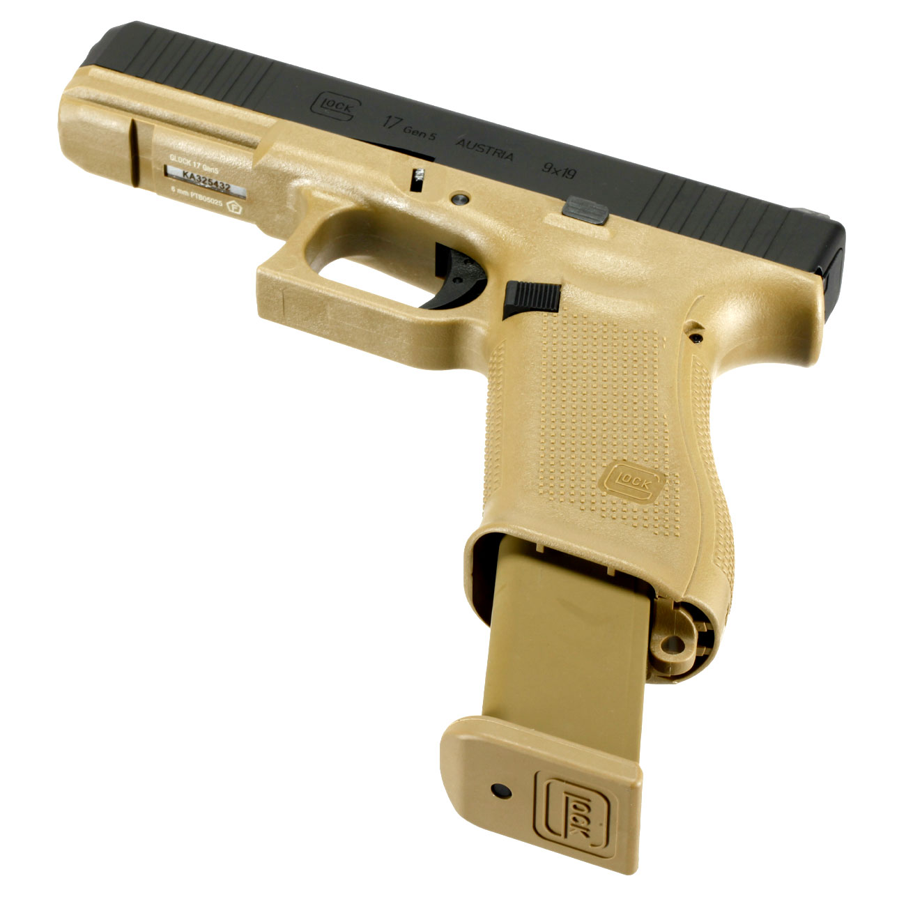 Glock 17 Gen. 5 Airsoftpistole mit Metallschlitten GBB 6mm BB schwarz / coyote French Army Edition Bild 5