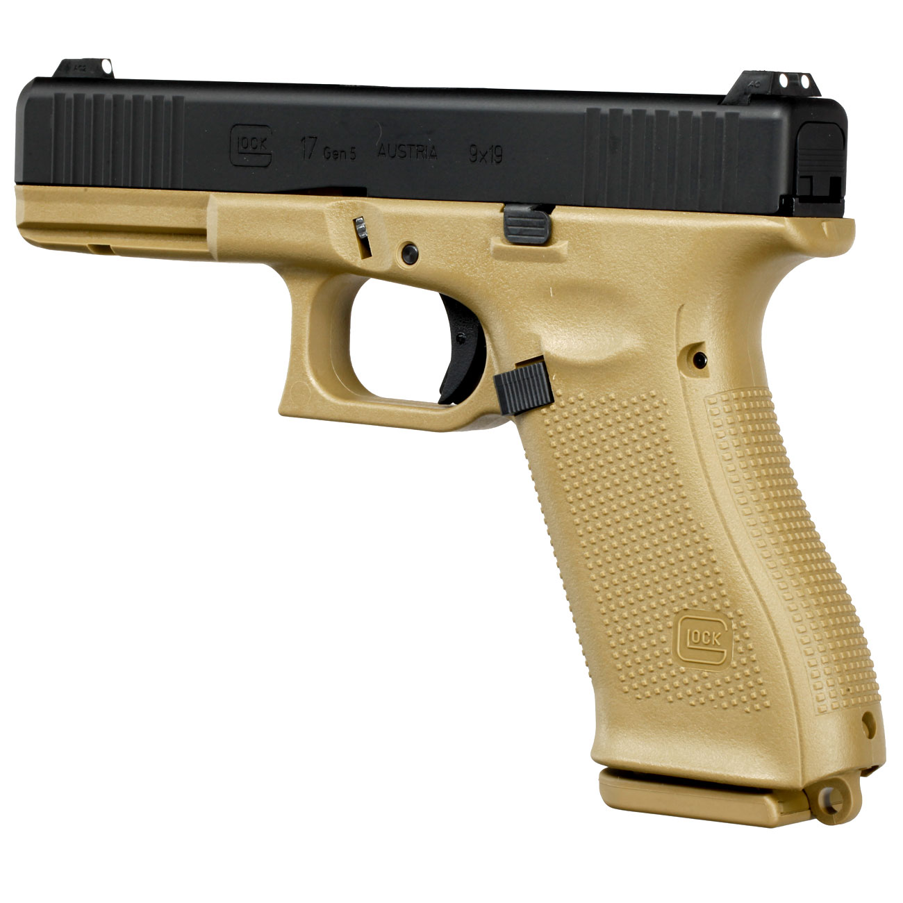 Glock 17 Gen. 5 Airsoftpistole mit Metallschlitten GBB 6mm BB schwarz / coyote French Army Edition Bild 8