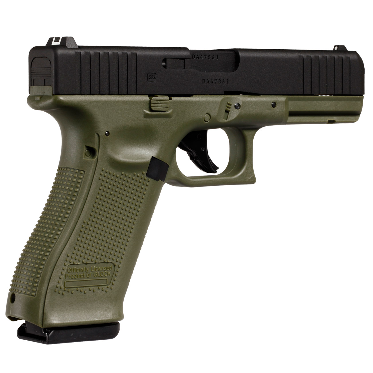 Glock 17 Gen. 5 Airsoft mit Metallschlitten CO2 BlowBack 6mm BB schwarz / Battlefield Green Bild 4