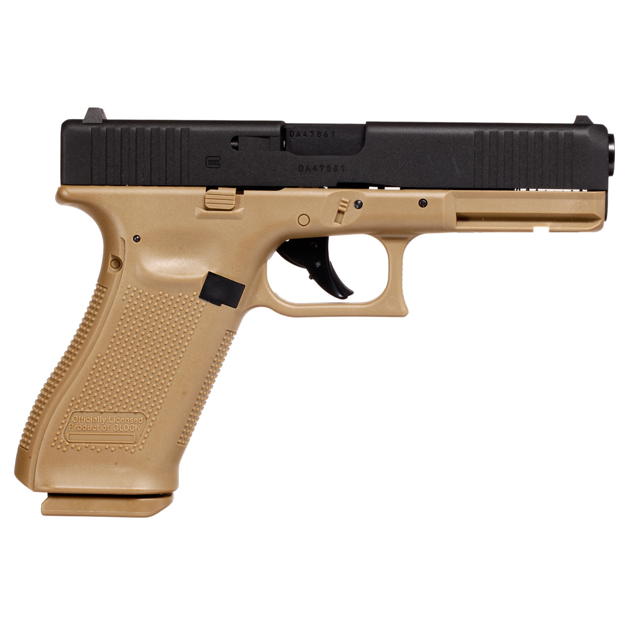 Glock 17 Gen. 5 Airsoft mit Metallschlitten CO2 BlowBack 6mm BB schwarz / coyote Bild 3