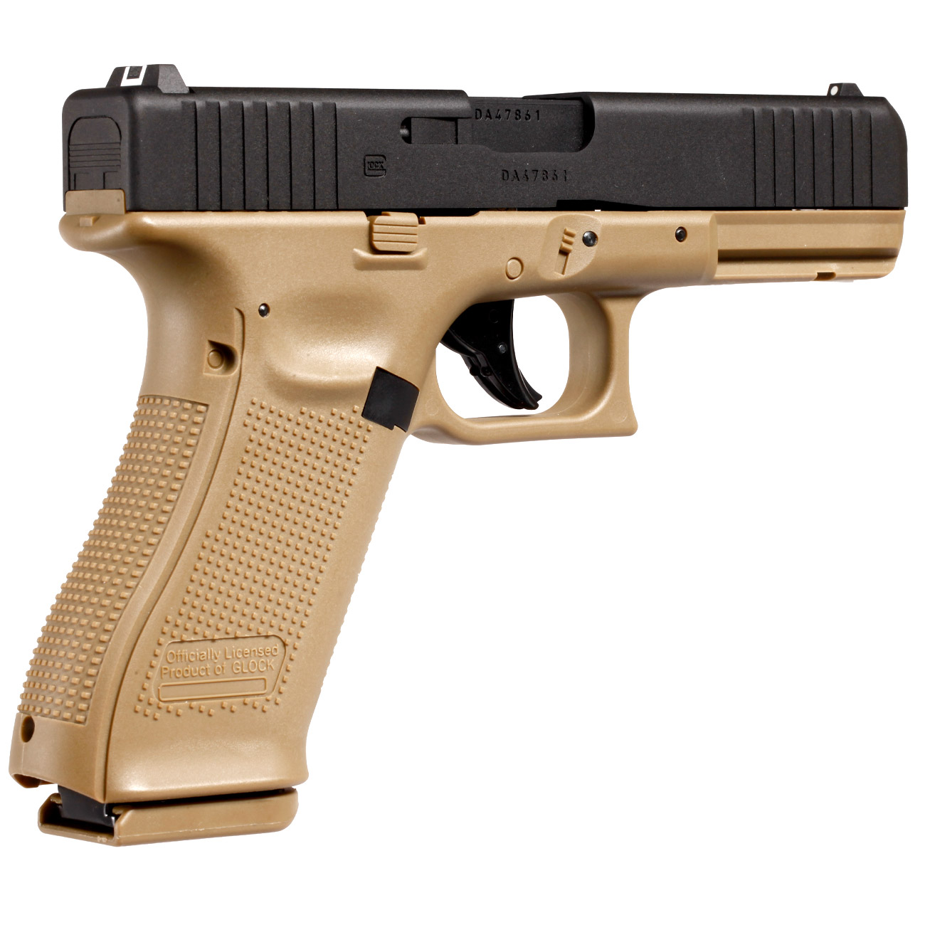 Glock 17 Gen. 5 Airsoft mit Metallschlitten CO2 BlowBack 6mm BB schwarz / coyote Bild 4
