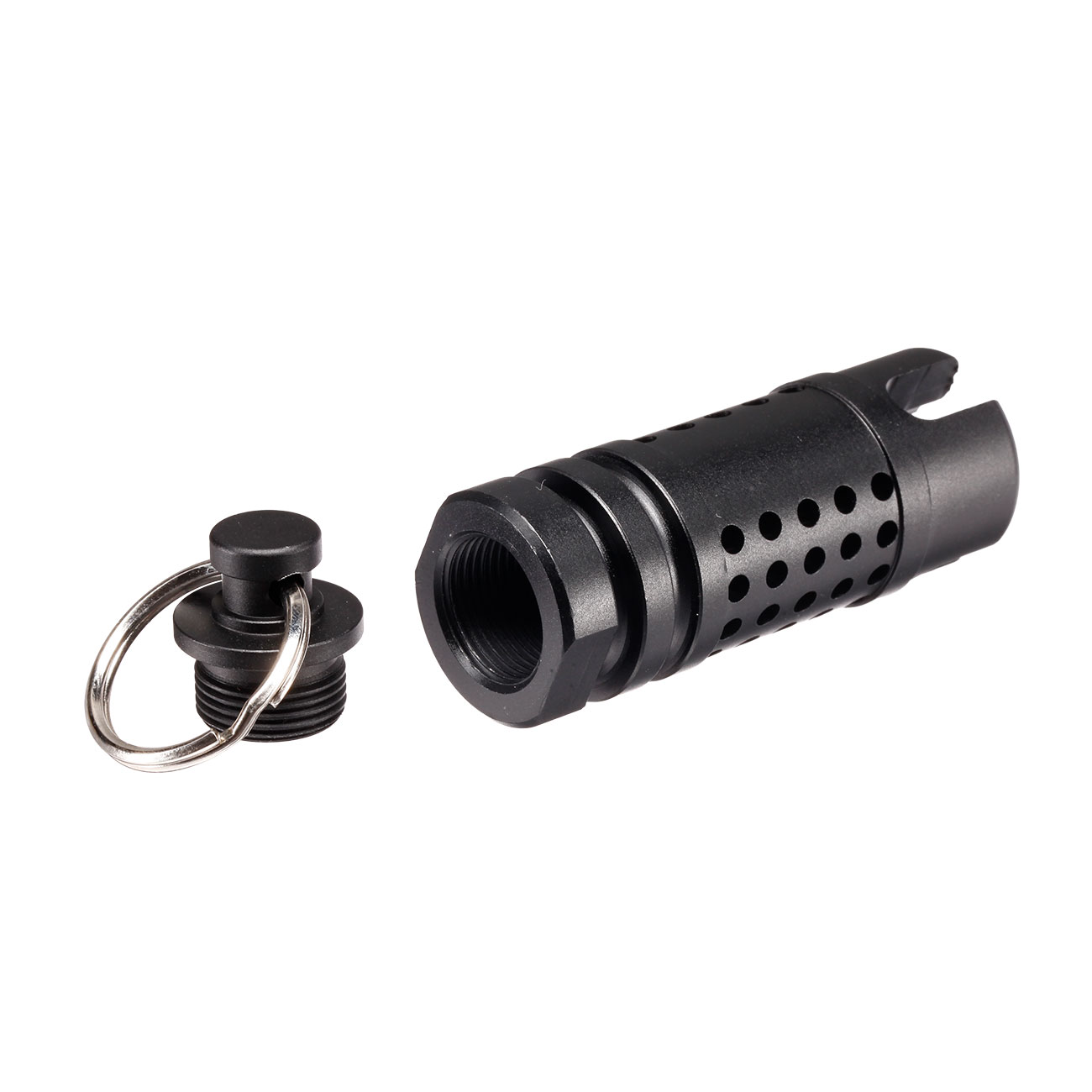 Matrix Hive CNC Aluminium Flash-Hider schwarz 14mm- mit Schlsselanhnger-Adapter Bild 7