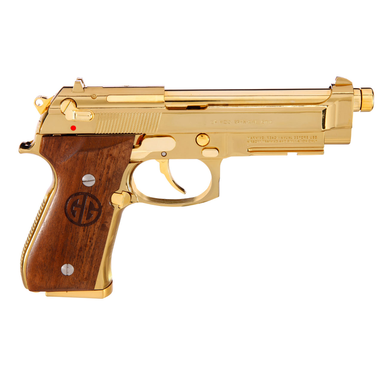 G&G GPM92 GP2 Airsoftpistole Vollmetall GBB 6mm BB Gold-Chrome inkl. Pistolenkoffer - Walnussholz Limited Edition Bild 3