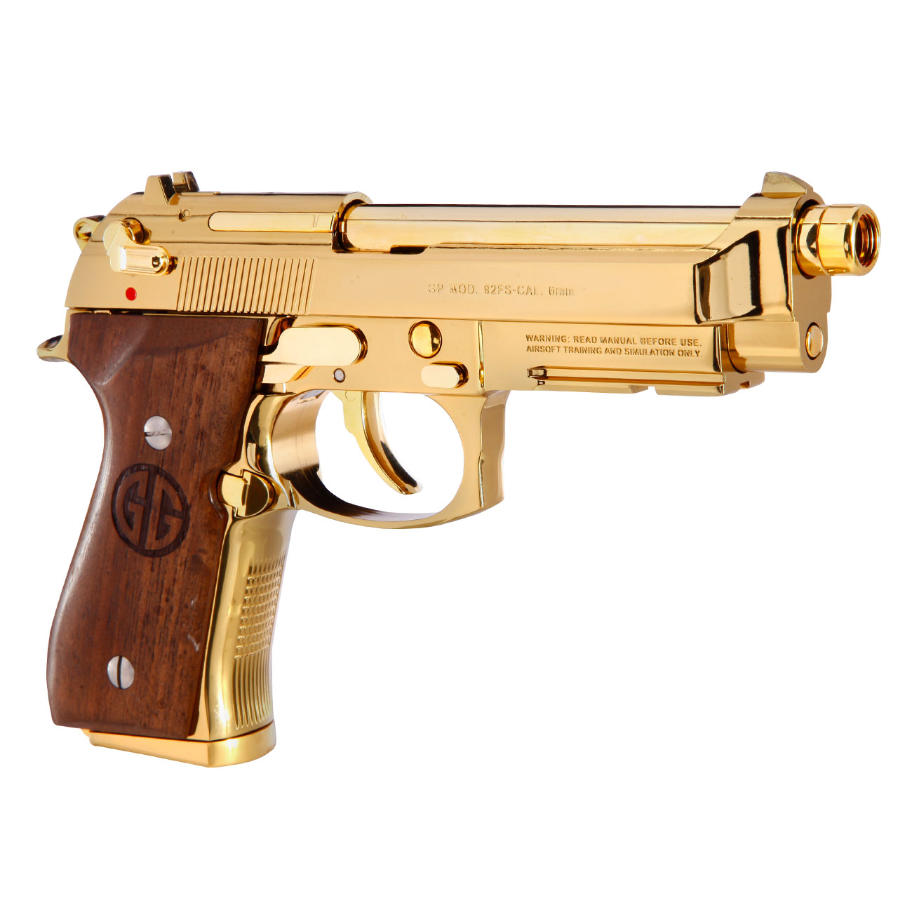 G&G GPM92 GP2 Airsoftpistole Vollmetall GBB 6mm BB Gold-Chrome inkl. Pistolenkoffer - Walnussholz Limited Edition Bild 7