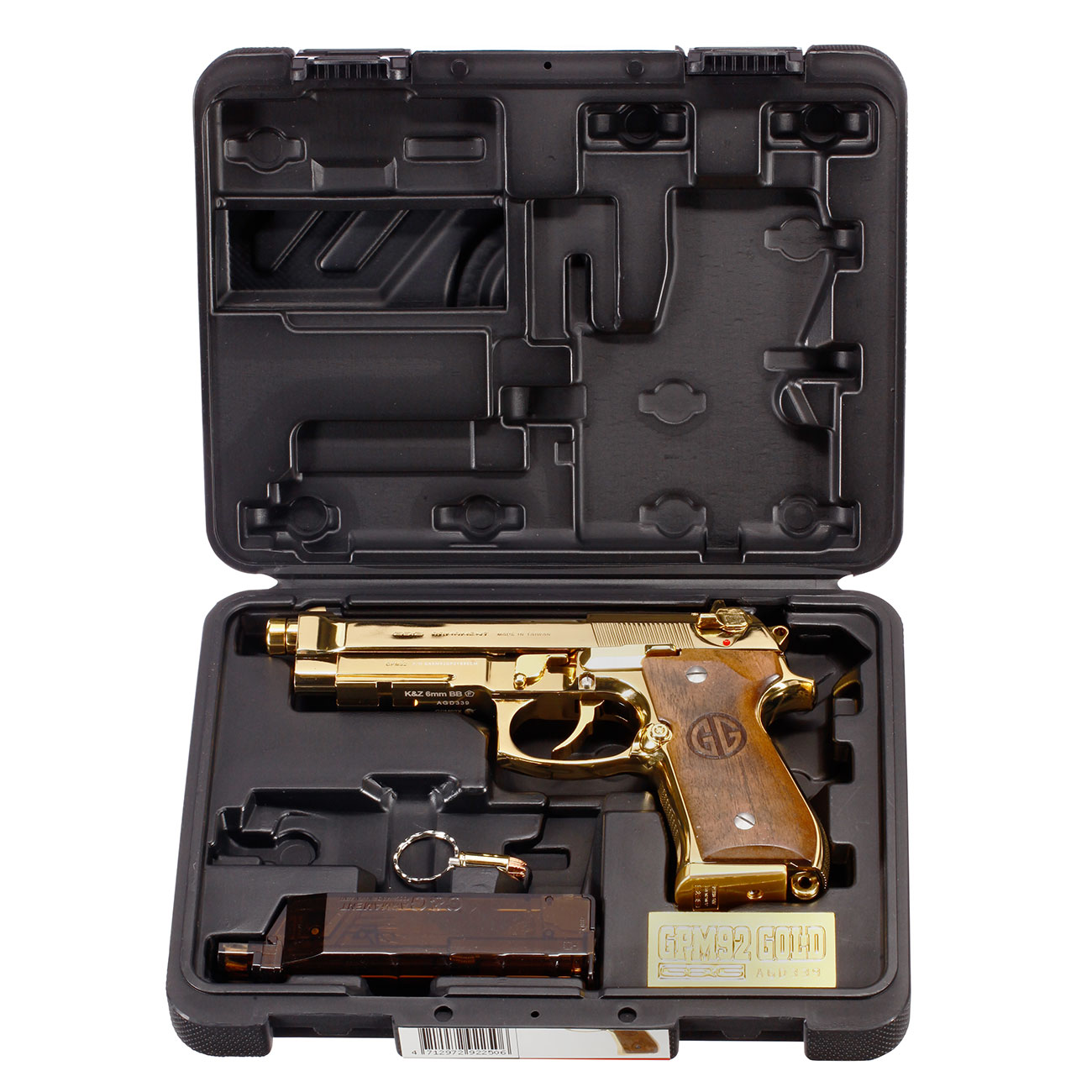 G&G GPM92 GP2 Airsoftpistole Vollmetall GBB 6mm BB Gold-Chrome inkl. Pistolenkoffer - Walnussholz Limited Edition Bild 9