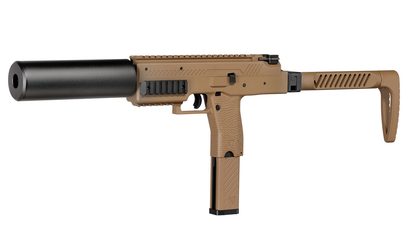 Vorsk VMP-1X PDW Polymer SMG GBB 6mm BB tan - Set mit Silencer / Ersatzmagazin