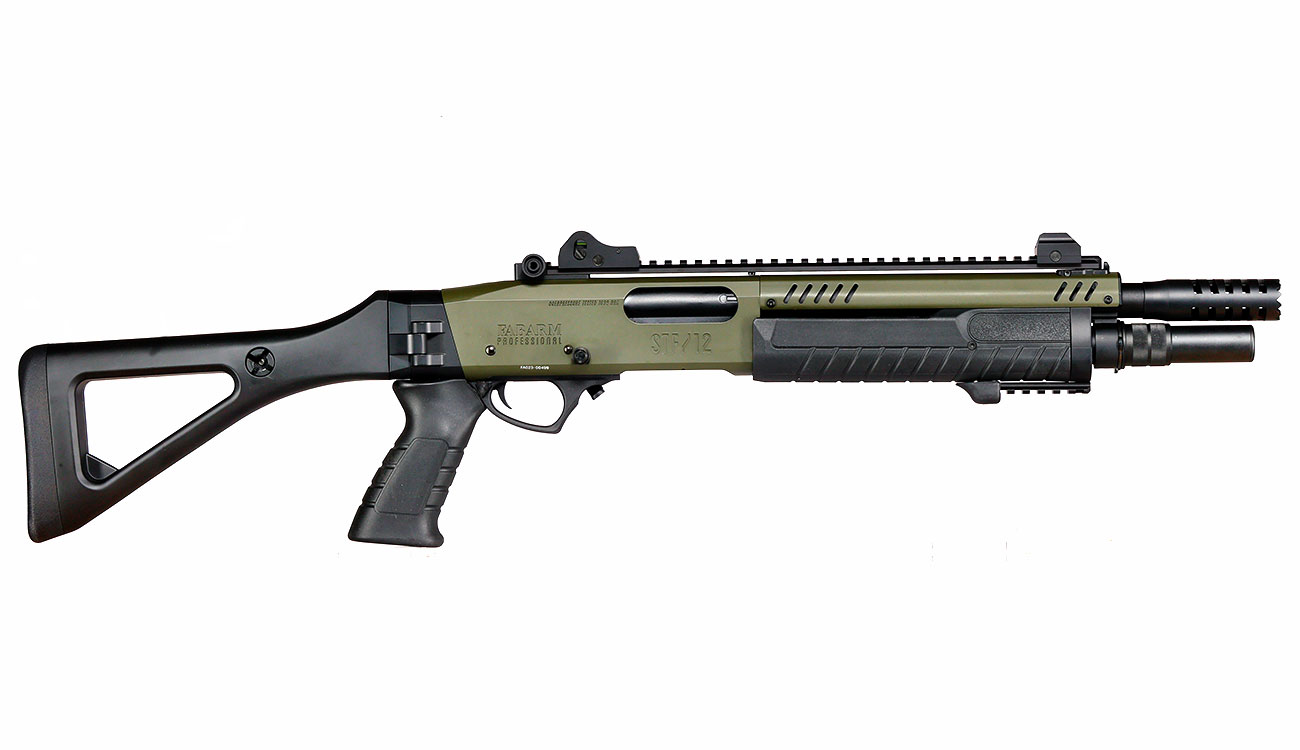 CYMA / BO Manufacture Fabarm STF12 Compact 11 Zoll Vollmetall Pump Action Gas Shotgun 6mm BB oliv Bild 3