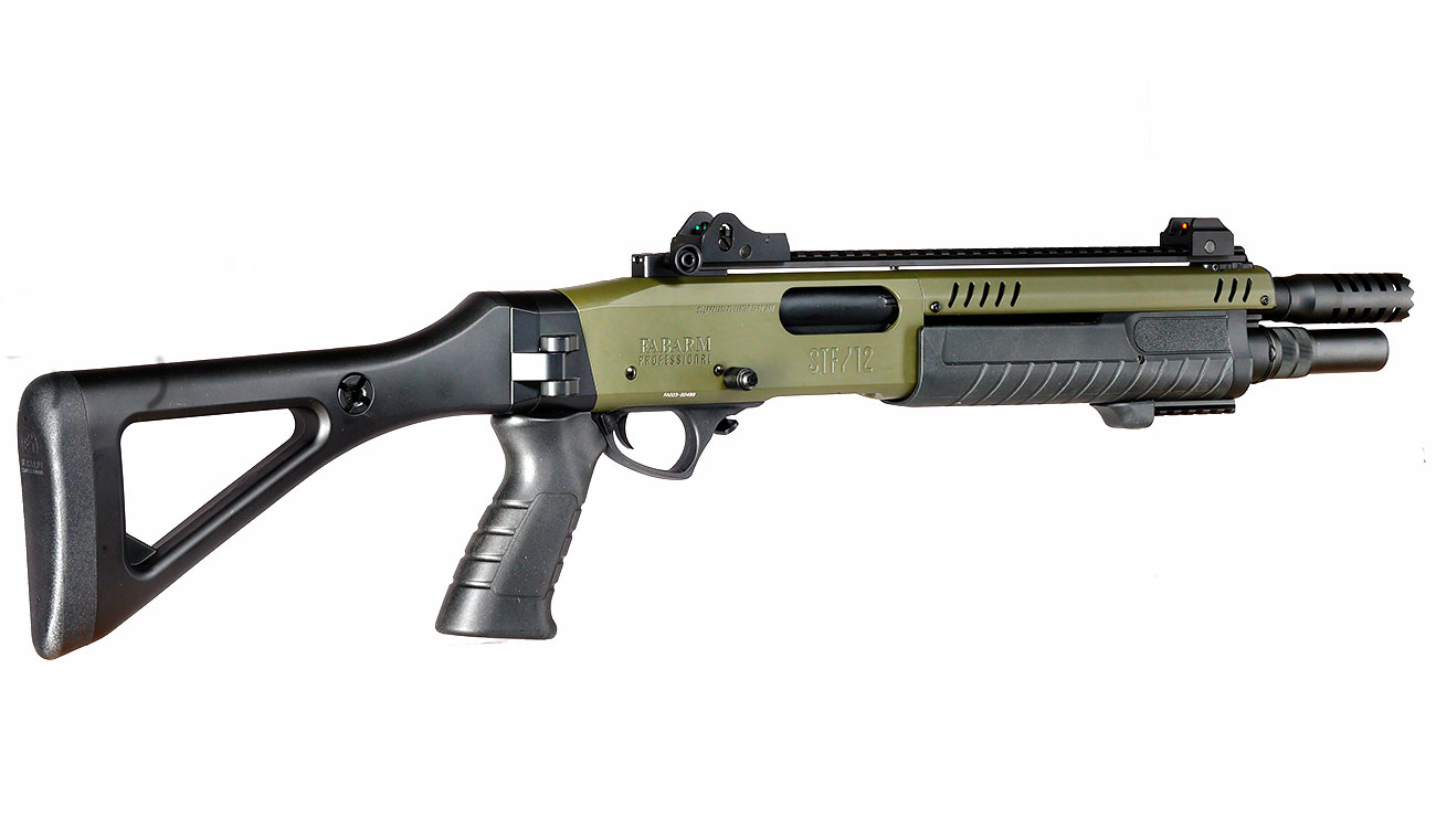 CYMA / BO Manufacture Fabarm STF12 Compact 11 Zoll Vollmetall Pump Action Gas Shotgun 6mm BB oliv Bild 4