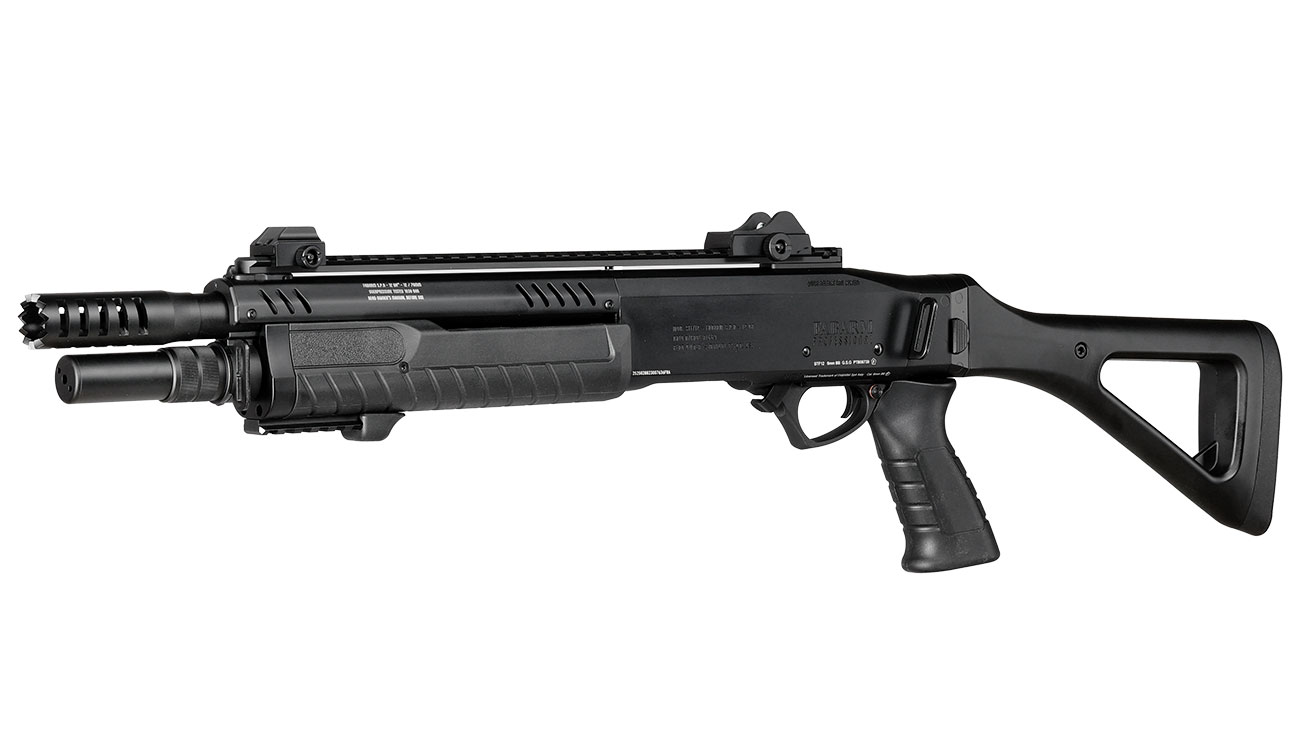 CYMA / BO Manufacture Fabarm STF12 Compact 11 Zoll Vollmetall Pump Action Gas Shotgun 6mm BB schwarz