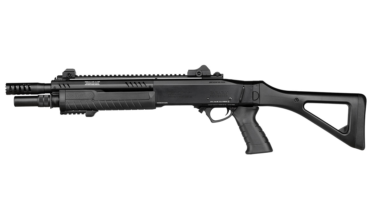 CYMA / BO Manufacture Fabarm STF12 Compact 11 Zoll Vollmetall Pump Action Gas Shotgun 6mm BB schwarz Bild 1
