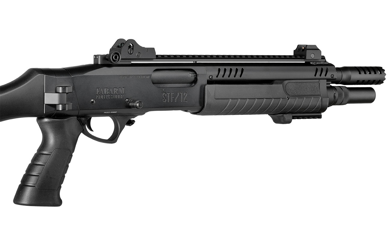 CYMA / BO Manufacture Fabarm STF12 Compact 11 Zoll Vollmetall Pump Action Gas Shotgun 6mm BB schwarz Bild 10