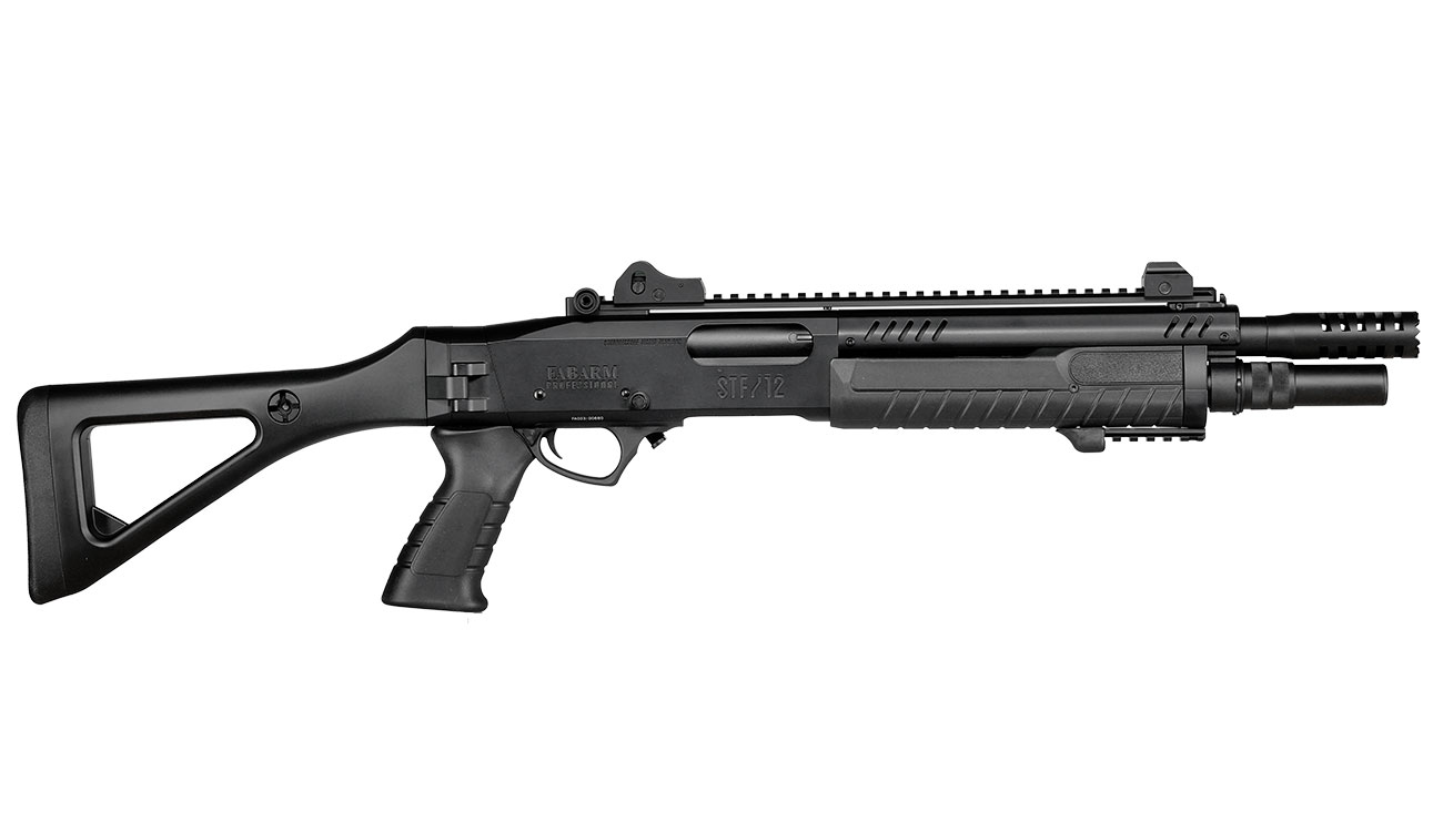 CYMA / BO Manufacture Fabarm STF12 Compact 11 Zoll Vollmetall Pump Action Gas Shotgun 6mm BB schwarz Bild 3