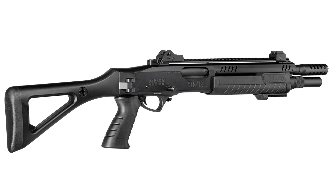CYMA / BO Manufacture Fabarm STF12 Compact 11 Zoll Vollmetall Pump Action Gas Shotgun 6mm BB schwarz Bild 4