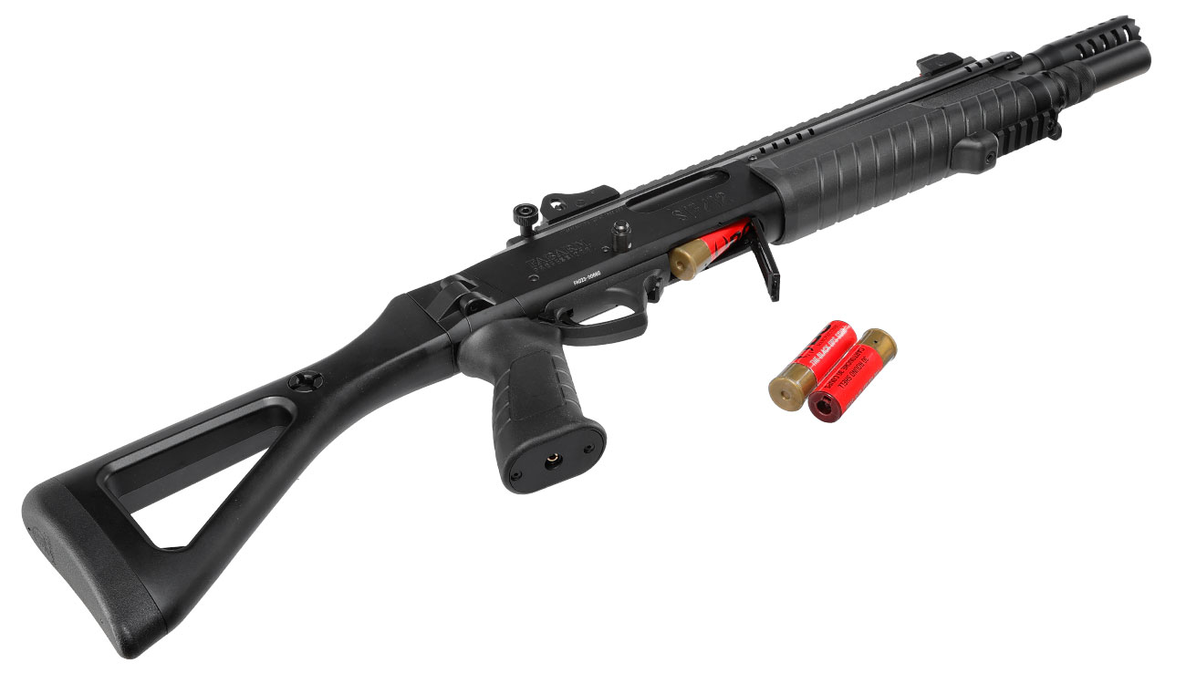 CYMA / BO Manufacture Fabarm STF12 Compact 11 Zoll Vollmetall Pump Action Gas Shotgun 6mm BB schwarz Bild 6