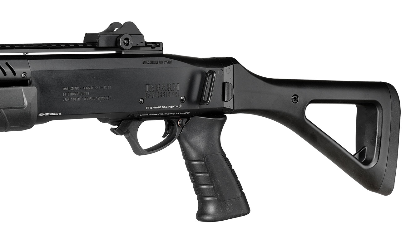 CYMA / BO Manufacture Fabarm STF12 Compact 11 Zoll Vollmetall Pump Action Gas Shotgun 6mm BB schwarz Bild 9