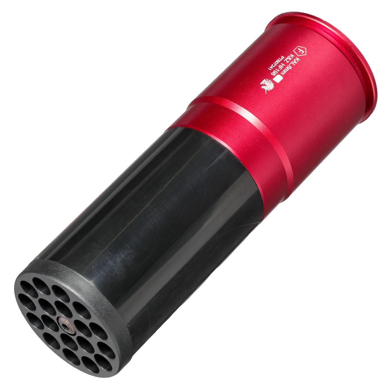 APS Hellfire 40mm Vollmetall Hlse / Einlegepatrone f. 198 6mm BBs rot / schwarz