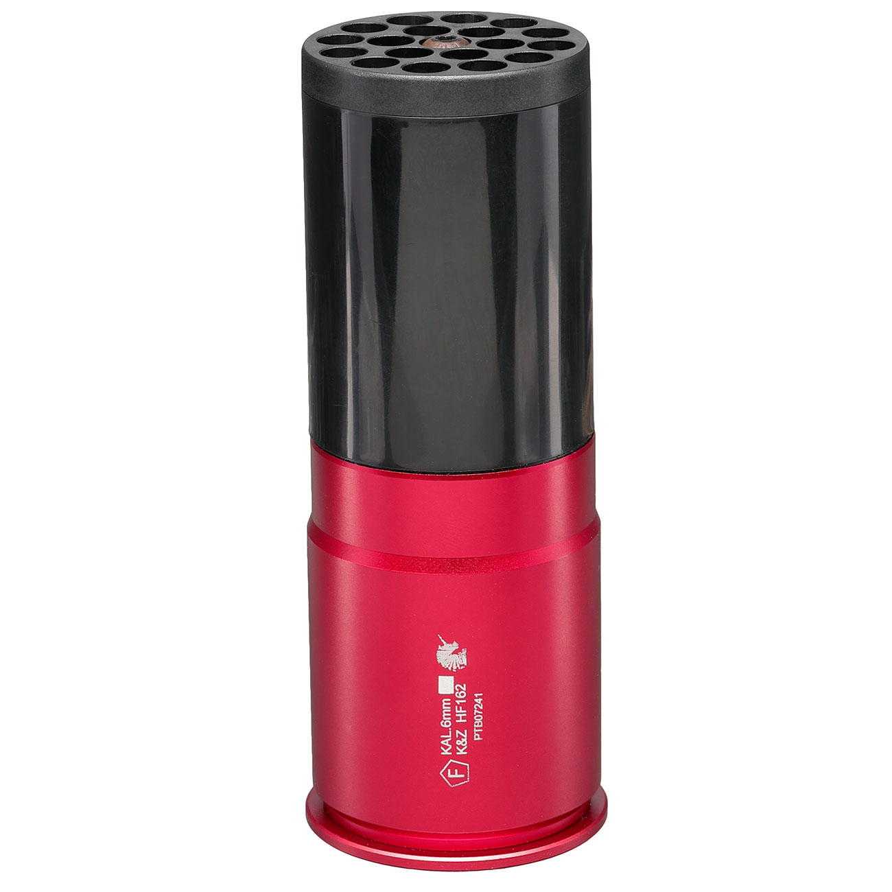 APS Hellfire 40mm Vollmetall Hlse / Einlegepatrone f. 162 6mm BBs rot / schwarz Bild 2