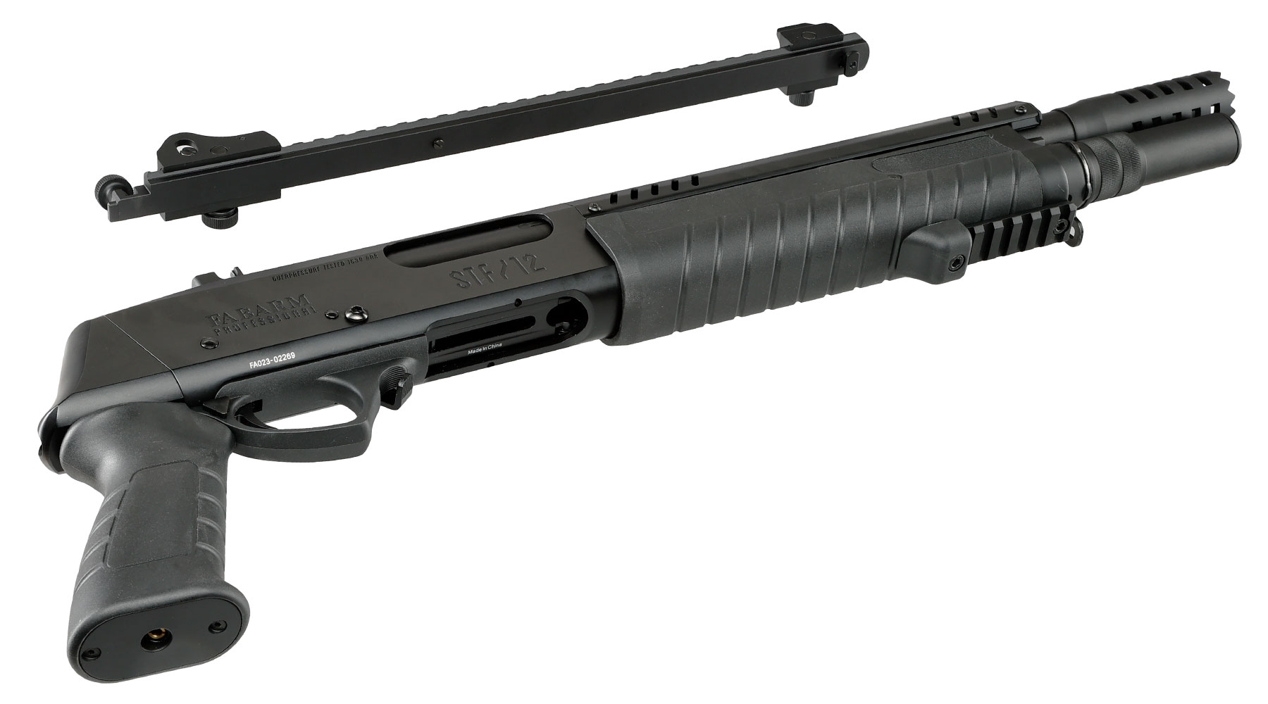 CYMA / BO Manufacture Fabarm STF12 Short 11 Zoll Vollmetall Pump Action Gas Shotgun 6mm BB schwarz Bild 7
