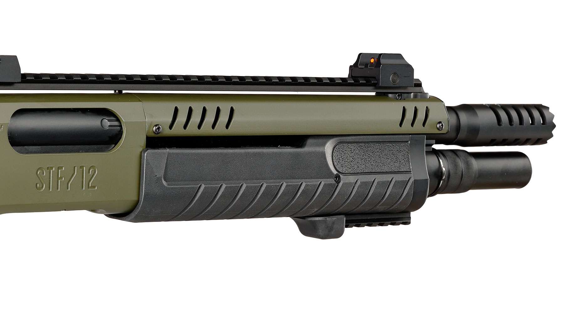 CYMA / BO Manufacture Fabarm STF12 Short 11 Zoll Vollmetall Pump Action Gas Shotgun 6mm BB oliv Bild 10
