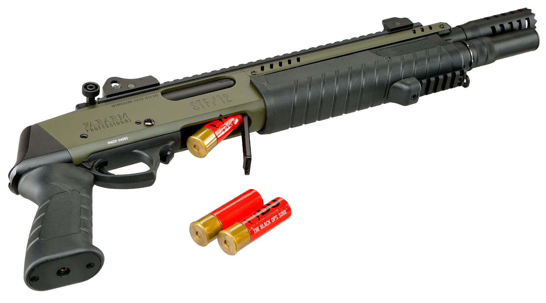 CYMA / BO Manufacture Fabarm STF12 Short 11 Zoll Vollmetall Pump Action Gas Shotgun 6mm BB oliv Bild 6