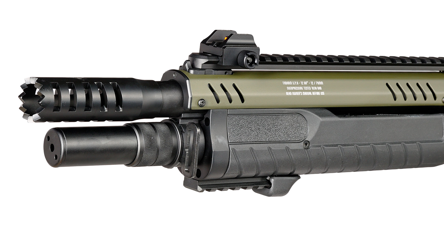 CYMA / BO Manufacture Fabarm STF12 Short 11 Zoll Vollmetall Pump Action Gas Shotgun 6mm BB oliv Bild 8
